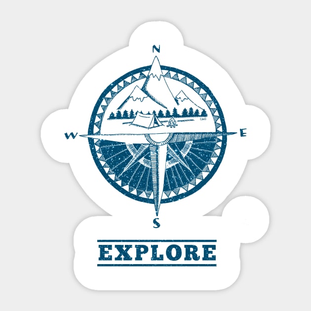 Explore Compass Sticker by caroarai